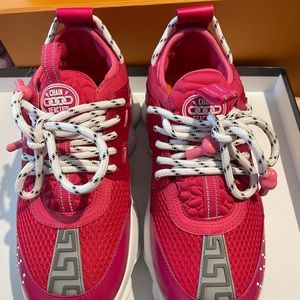Pink Versace chain reaction sneakers